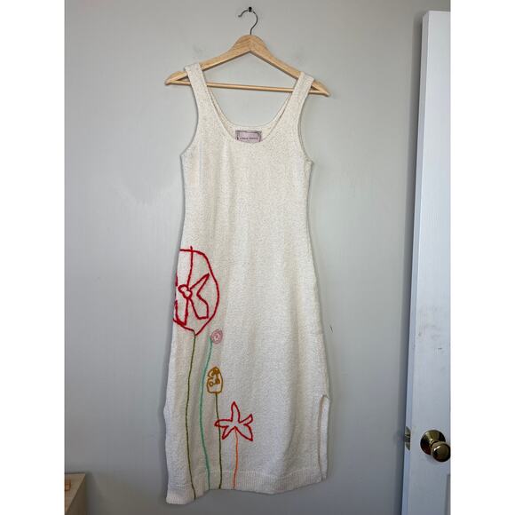 NEW Lingua Fanca Jane St. Garden Midi Dress Women's Salt Size: Medium - Picture 2 of 7